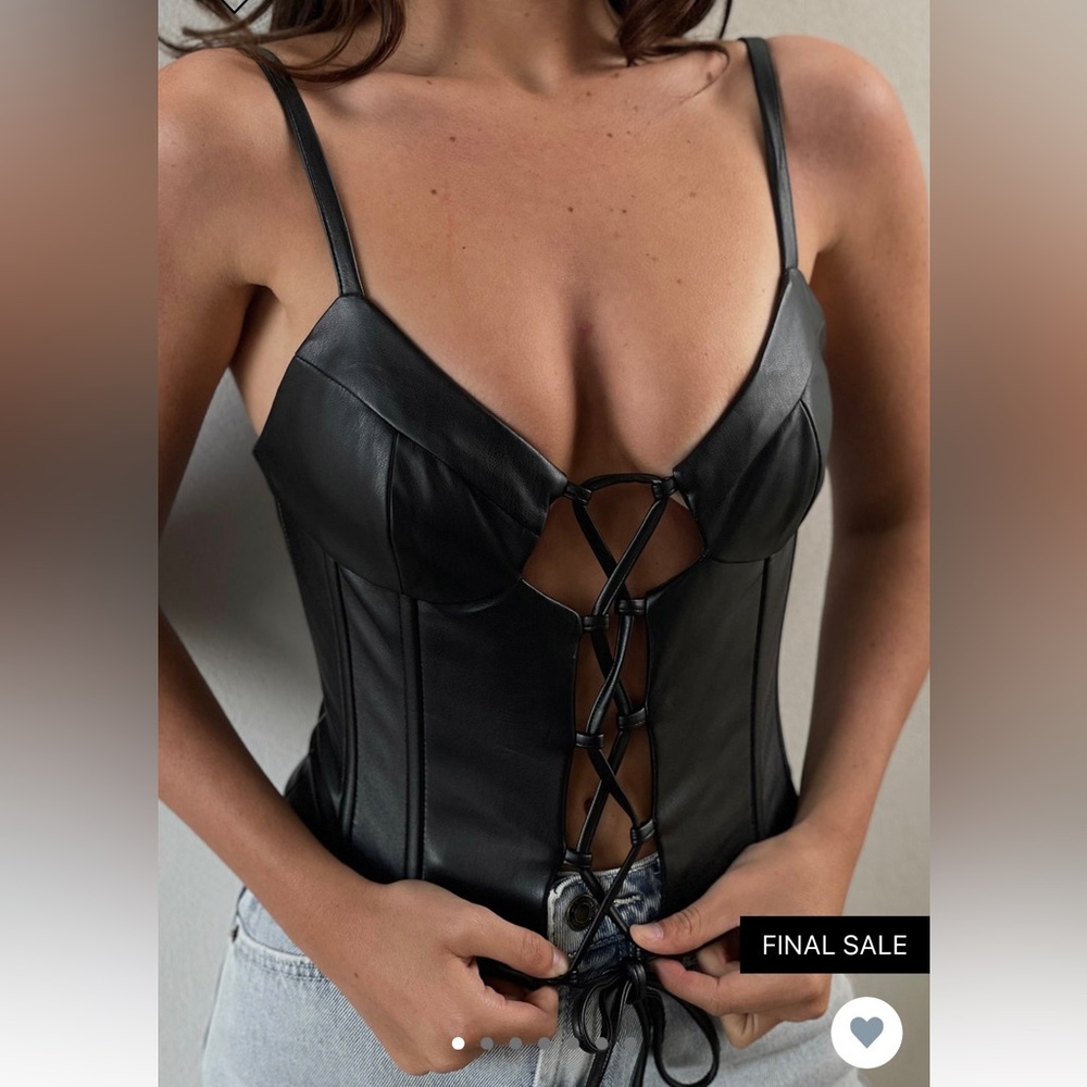 Black Meshki leather corset top